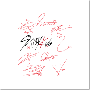 Design with the autographs of the stray kids group Posters and Art